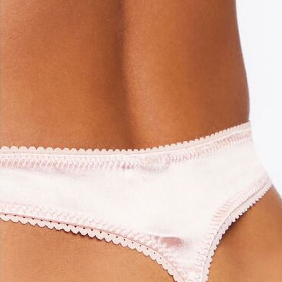 LAST ONE! Silky Satin Vintage Inspired High Leg Stretch Blush Pink Thong Panty - Picture 11 of 14